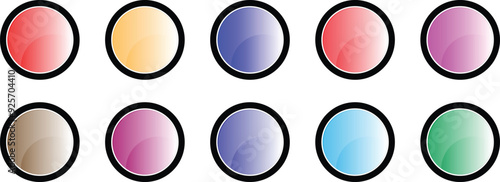 set of different color gradient circle button art vector illustration.