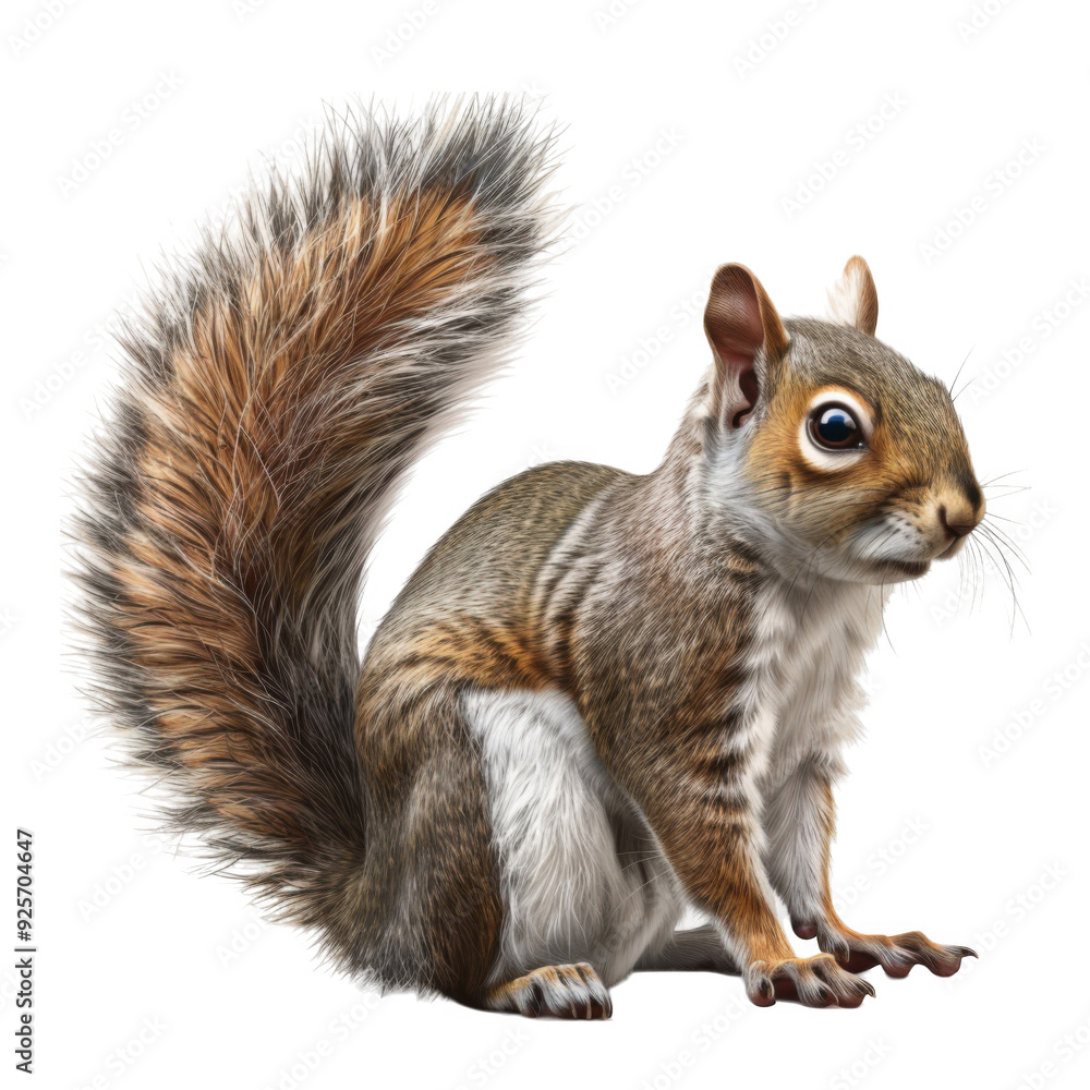 A Detailed Portrait of a Gray Squirrel with a Fluffy Tail A Detailed Portrait of a Gray Squirrel with a Fluffy Tail