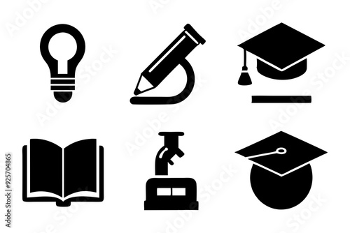 Educational Icons vector. Set of icons silhouette vector illustrations.