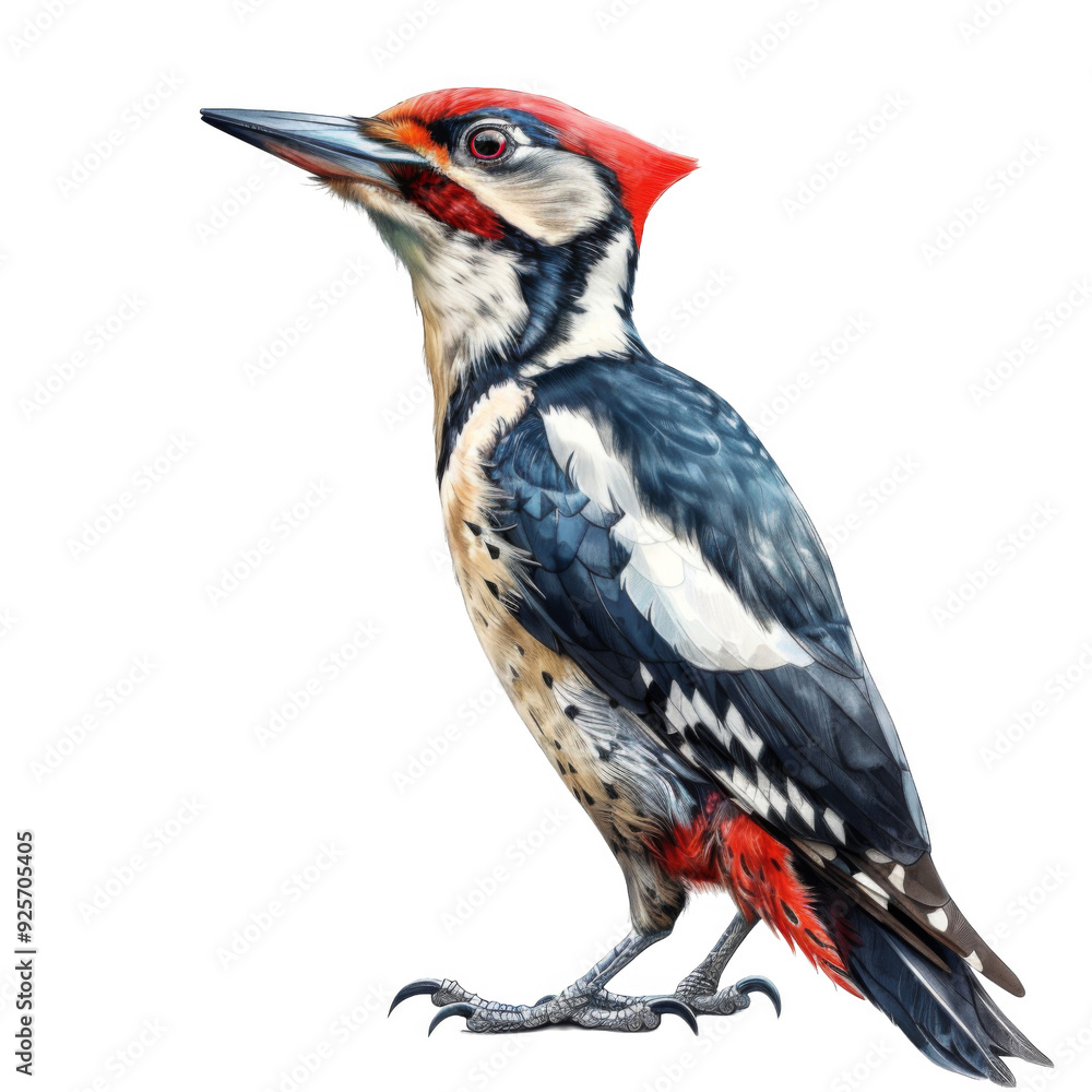 A Detailed Portrait of a Red-Crested Woodpecker