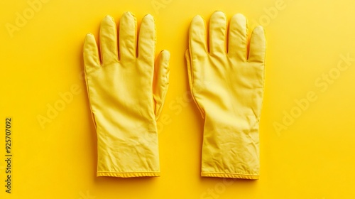 Yellow oven mitts in profile against a yellow backdrop. A prototype for a food banner and safety gear for the kitchen.