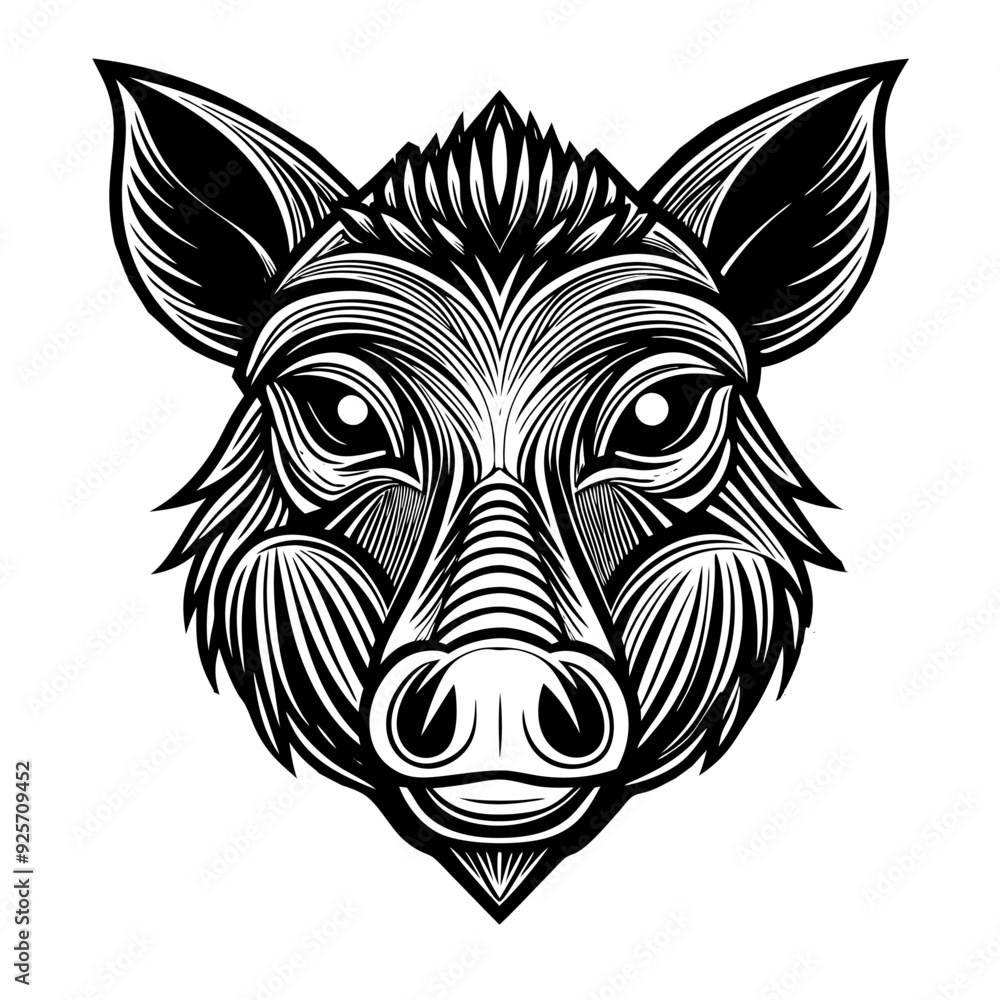 Vector illustration of a head wild boar on white background Vector illustration of a head wild boar on white background