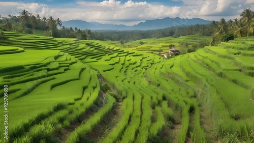 verdant rice fields