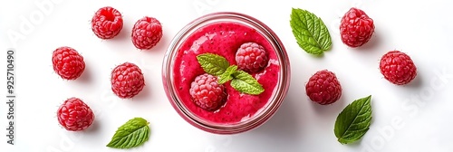 Raspberry Smoothie with Fresh Mint Illustration