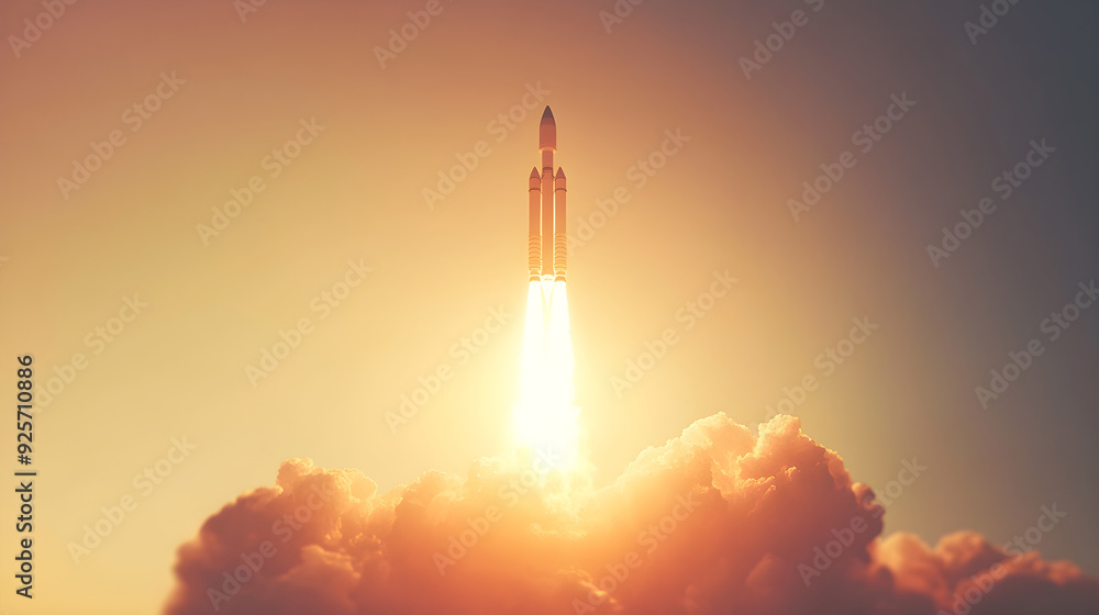 Fototapeta premium Reaching for the Cosmos: Rocket Launch into the Unknown