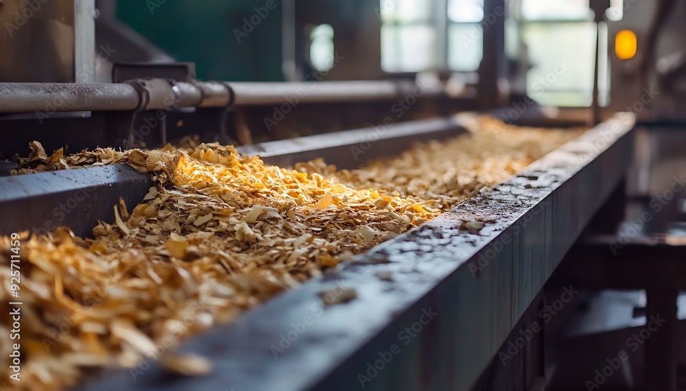 Close-Up of Biodegradable Feedstock Conversion into Biomass Energy with Detailed Process Views Close-Up of Biodegradable Feedstock Conversion into Biomass Energy with Detailed Process Views