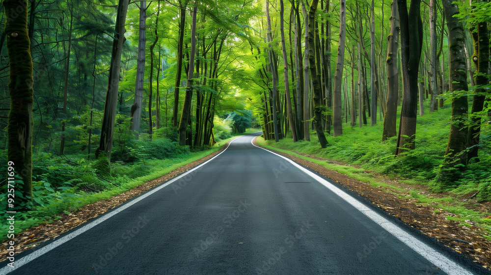 a beautiful asphalt road passing through green forest, wallpaper, background a beautiful asphalt road passing through green forest, wallpaper, background