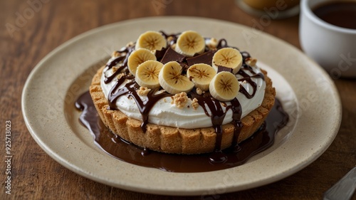 Wallpaper Mural a slice of banoffee pie on a beige ceramic plate Torontodigital.ca