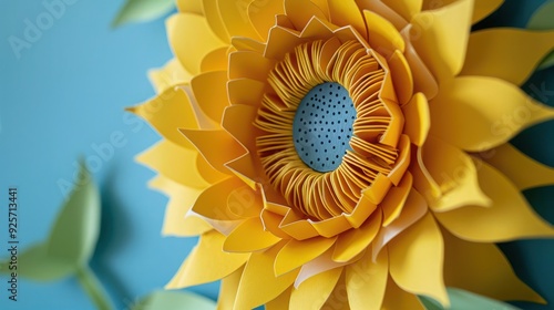 Close up kirigami style blossom floral single sunflower photo