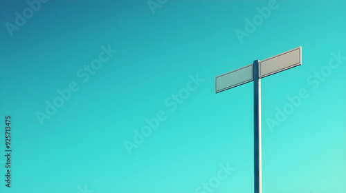 Modern City Skyline Signpost in Clear Blu Sky