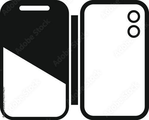 Simple icon of a folding smartphone being flipped open, showing its blank screen