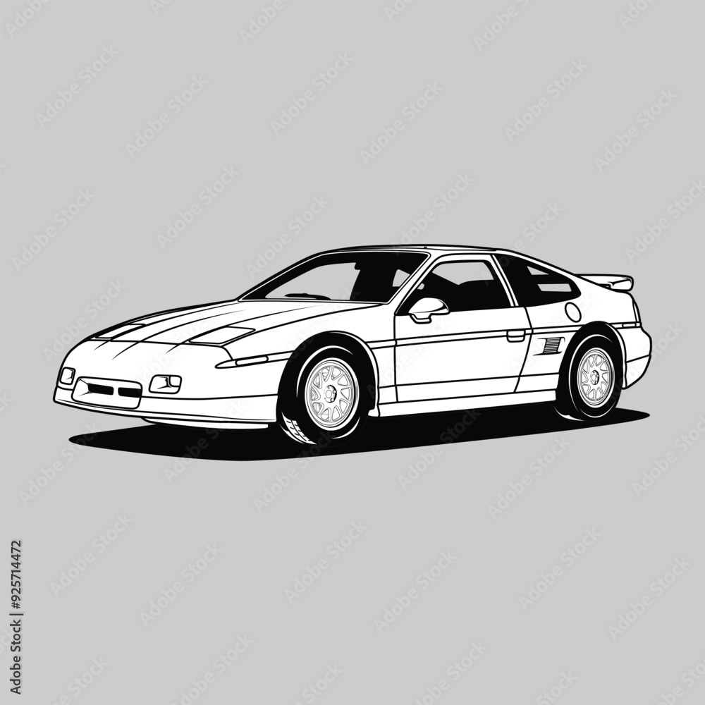 Naklejka premium Black and White view car vector illustration for conceptual design