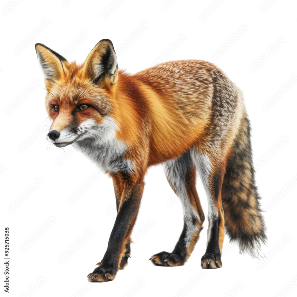 Fototapeta premium Red Fox Standing with Head Tilted Down