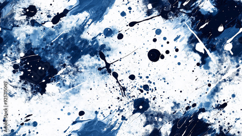 dynamic navy blue and white paint splatter art