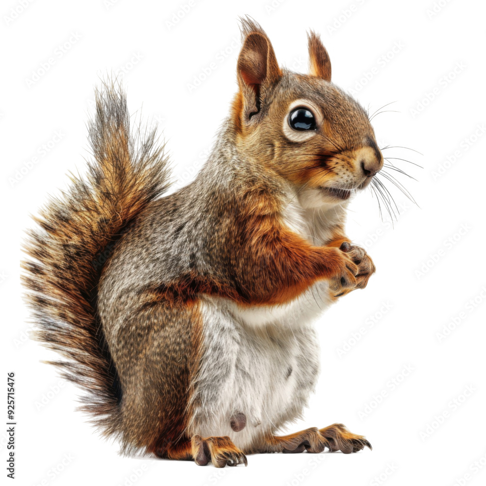 A Close-Up Portrait of a Curious Squirrel with a Fluffy Tail A Close-Up Portrait of a Curious Squirrel with a Fluffy Tail