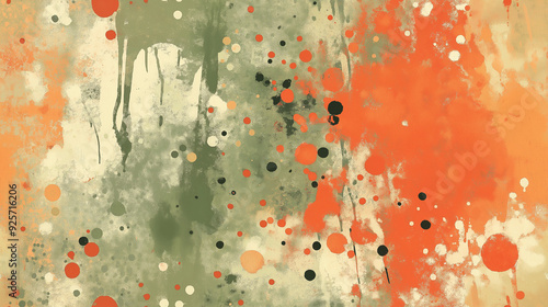 dynamic sienna and sage green paint splatter art