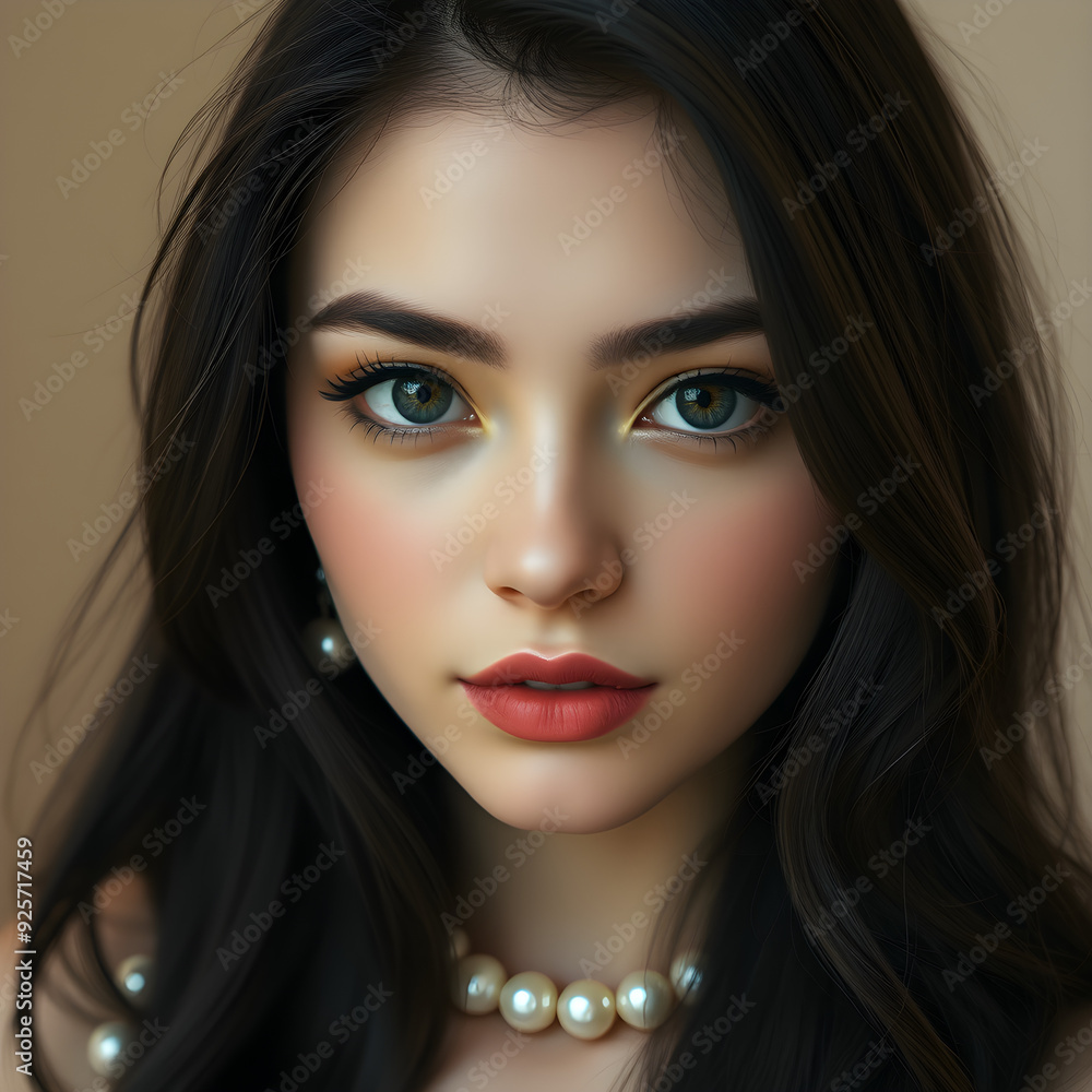 Una encantadora mujer de ojos muy grandes y pelo oscuro Una encantadora mujer de ojos muy grandes y pelo oscuro