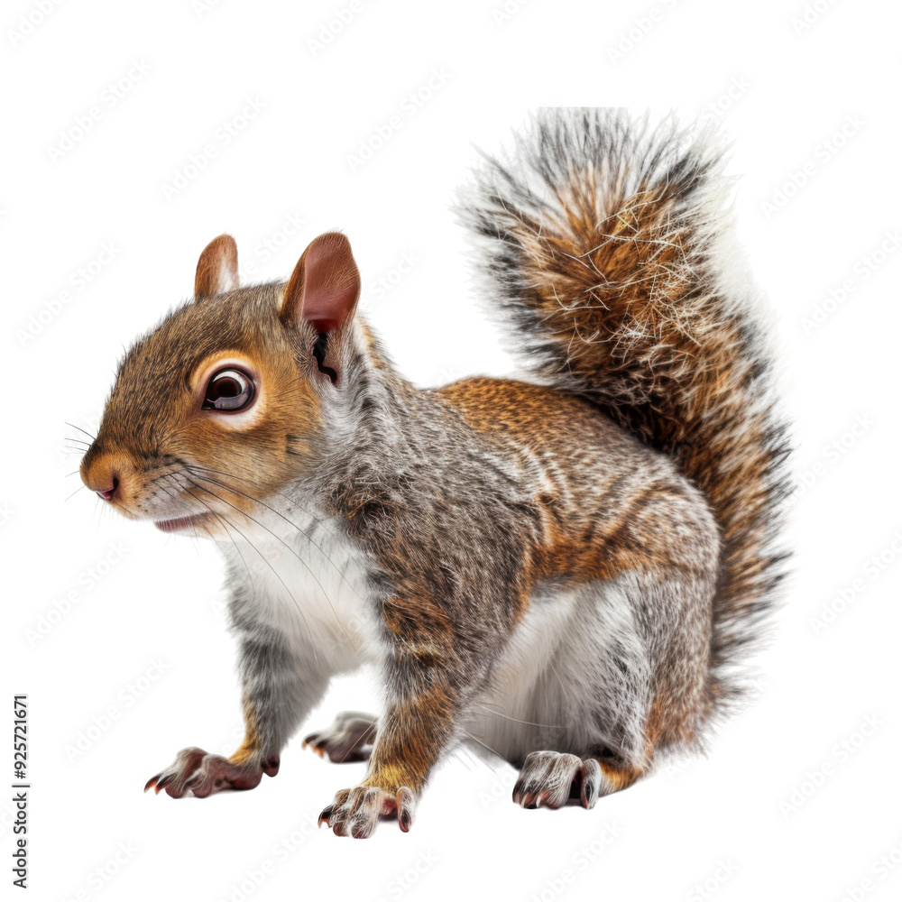 A Close-Up Portrait of a Grey Squirrel with a Bushy Tail A Close-Up Portrait of a Grey Squirrel with a Bushy Tail