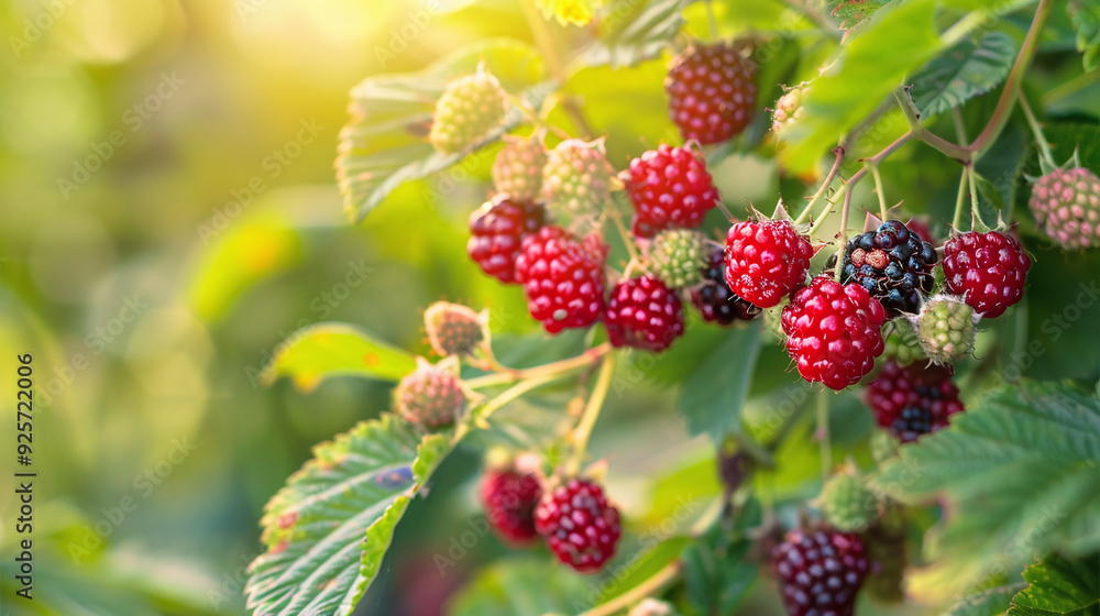 ripe fresh Blackberry plant with the greenery around in garden ripe fresh Blackberry plant with the greenery around in garden