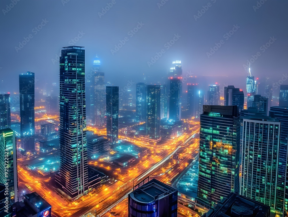Aerial View of Dubai Skyline at Night Aerial View of Dubai Skyline at Night