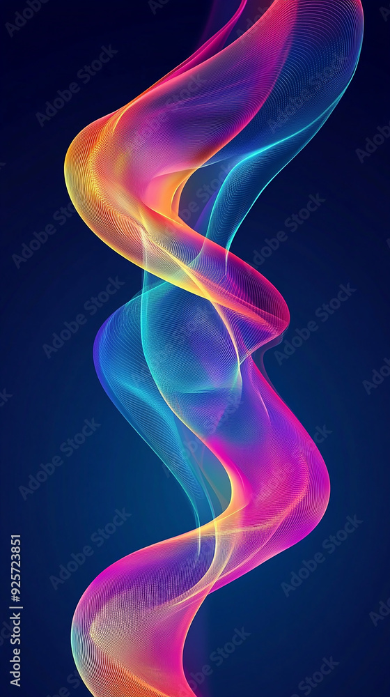 Colorful wave lines isolated blue background Curved wavy line Vector illustration Colorful wave lines isolated blue background Curved wavy line Vector illustration