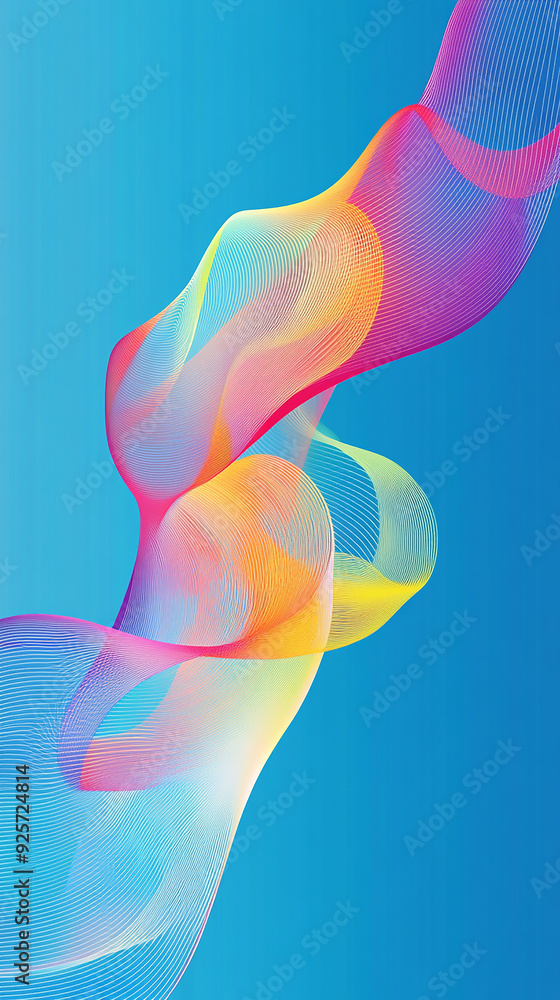 Colorful wave lines isolated blue background Curved wavy line Vector illustration Colorful wave lines isolated blue background Curved wavy line Vector illustration