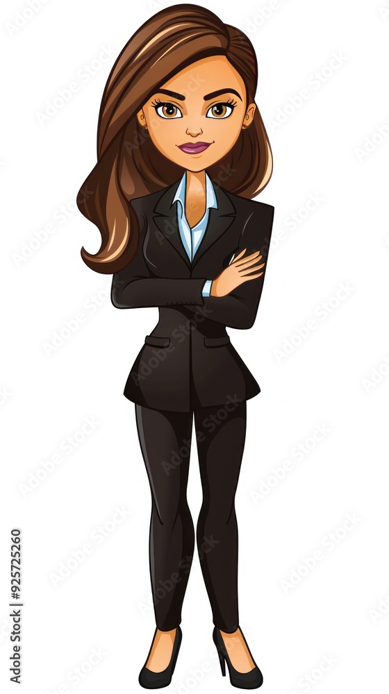 A professional woman in a business suit, standing confidently with arms crossed. A professional woman in a business suit, standing confidently with arms crossed.