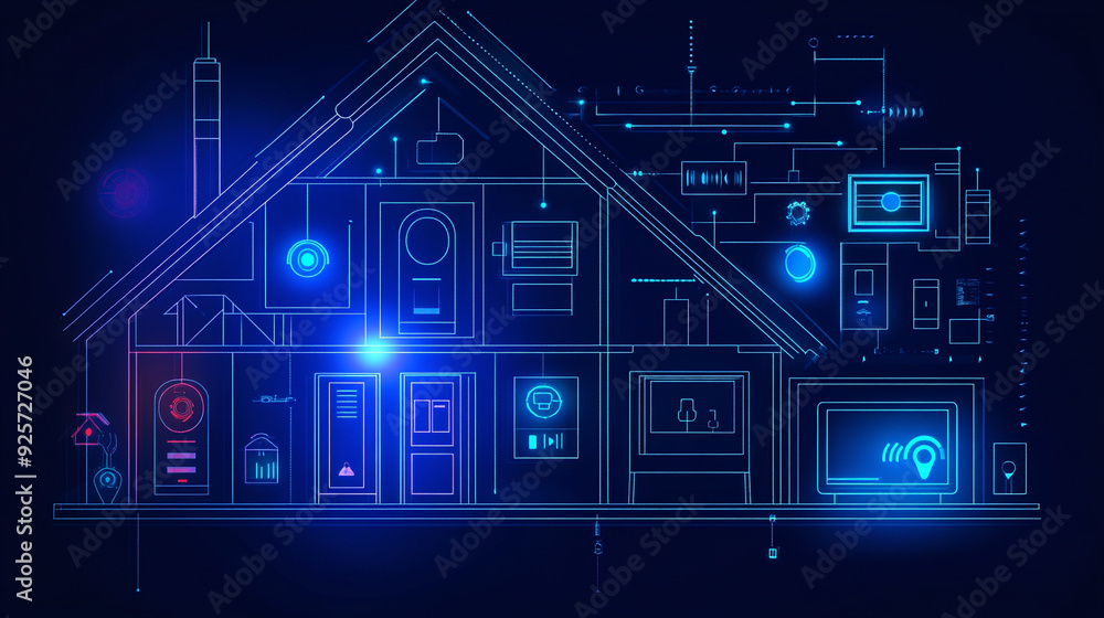 Fototapeta premium Smart home, remote monitoring control