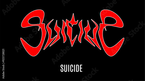 Suicide text typography. Lettering design vector illustration