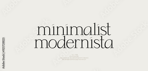 Modern minimal logo font alphabet. Typography luxury minimalist lettering fonts decorative beauty fashion brand logos. vector illustration