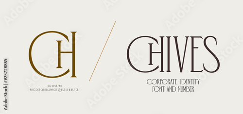 CH logo font and number. ci corporate identity modern luxury. Typography elegant beauty lettering serif italic fonts decorative brand wedding vintage retro logos. vector illustration