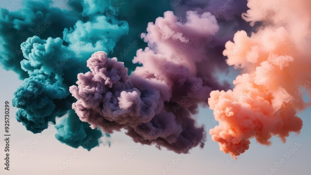 Fototapeta premium Colorful smoke clouds create an abstract atmosphere, perfect for artistic projects, celebrations, and visual design