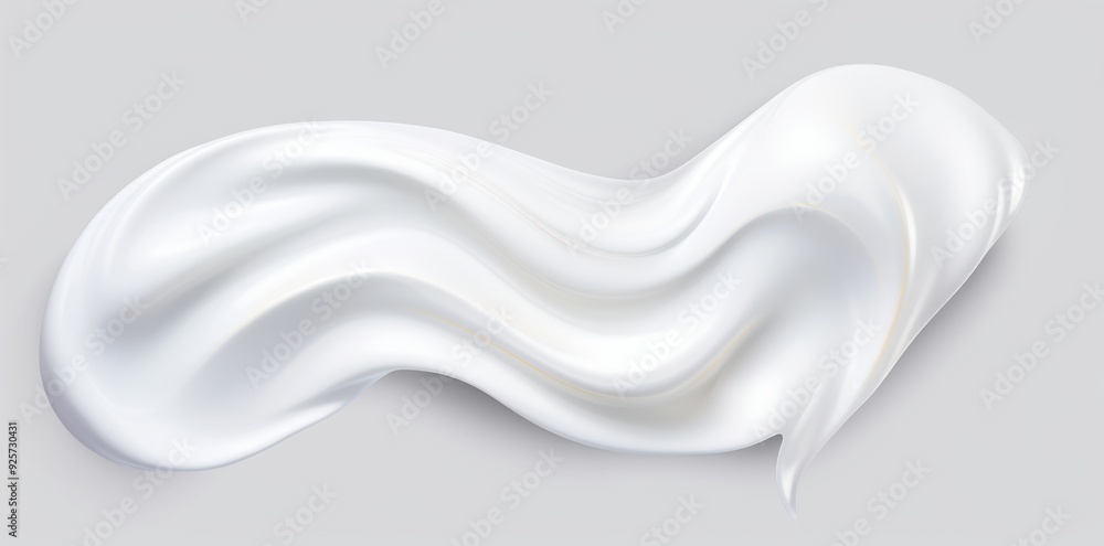 Textured cosmetic smear of white cream isolated on white background. Concept of health and wellbeing. Flat lay style with copy space Textured cosmetic smear of white cream isolated on white background. Concept of health and wellbeing. Flat lay style with copy space