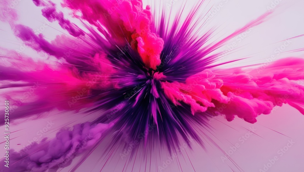 Obraz premium Dynamic explosion of vibrant pink and purple colors, creating an abstract visual effect Perfect for modern art, creative projects, and eye catching backgrounds