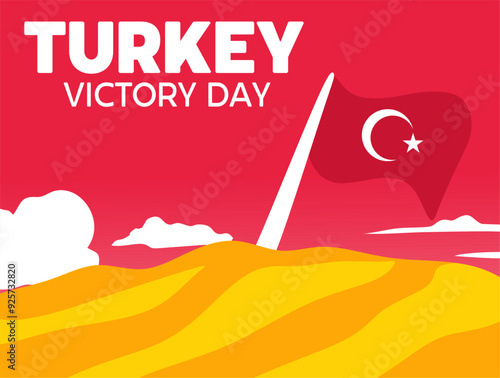 happy turkish victory day with turkish flag