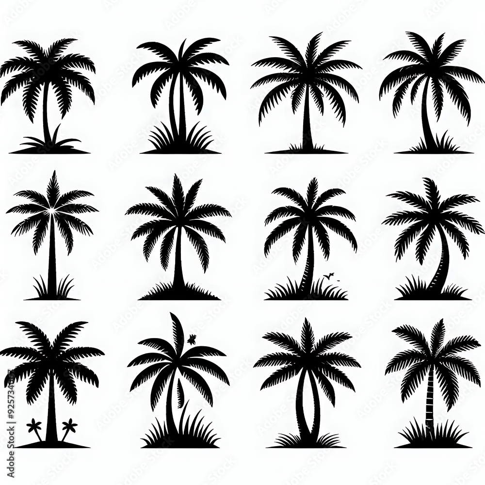 set of palm trees set of palm trees