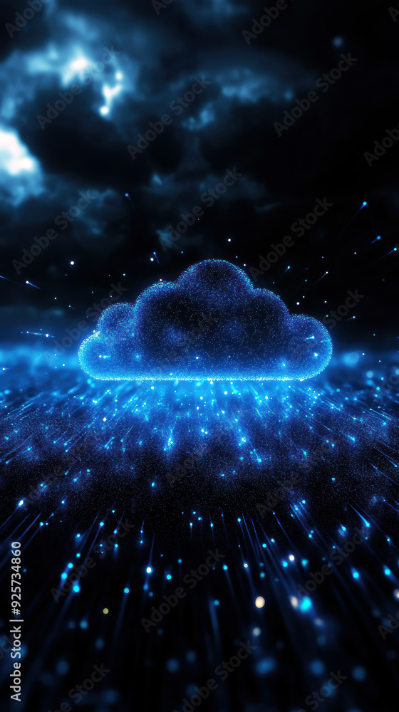 A blue cloud with a white dot in the middle A blue cloud with a white dot in the middle