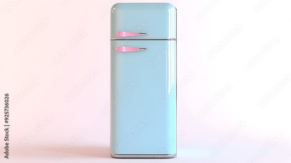 Retro Chrome and Pastel Refrigerator on White Backdrop Retro Chrome and Pastel Refrigerator on White Backdrop