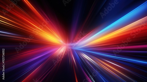 Abstract background with bright colorful light streaks.