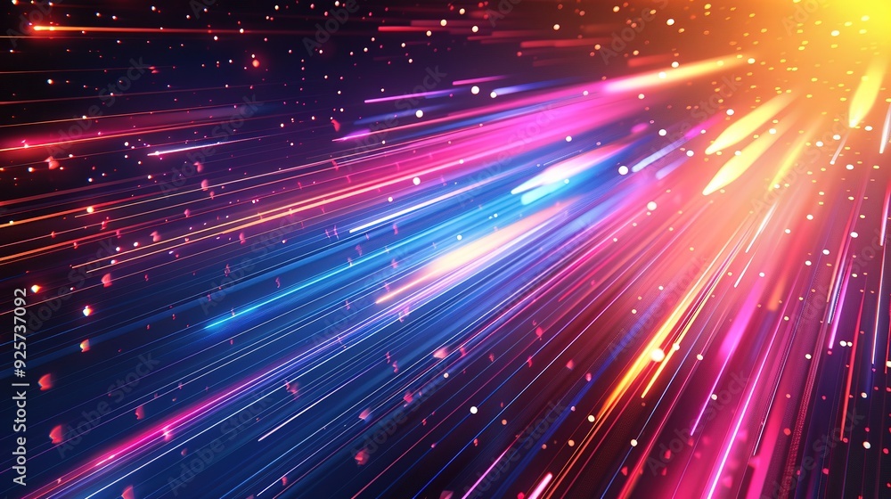 Fototapeta premium Abstract background with bright colorful lines and bokeh effect.