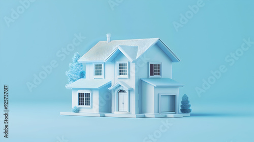 Wallpaper Mural Real Estate Houses Light Blue Logo Design. 3D Rendering Illustration Torontodigital.ca