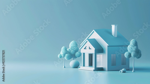 Wallpaper Mural Real Estate Houses Light Blue Logo Design. 3D Rendering Illustration Torontodigital.ca