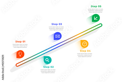 infographic milestone growth path template with five step process