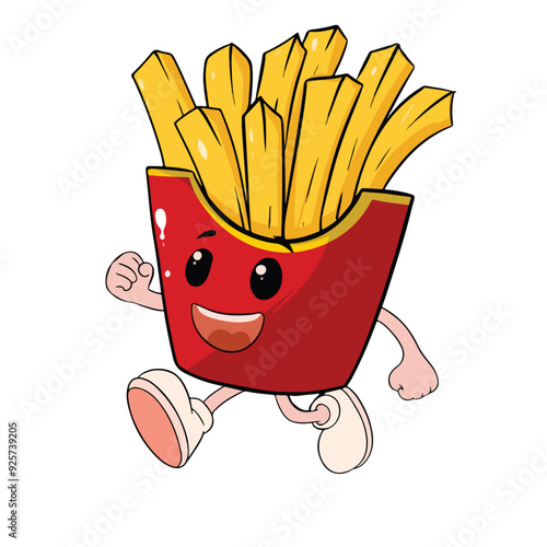 cute run french fries cartoon illustration