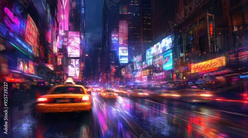 Nightlife in a Bustling City: Vibrant Street Scene