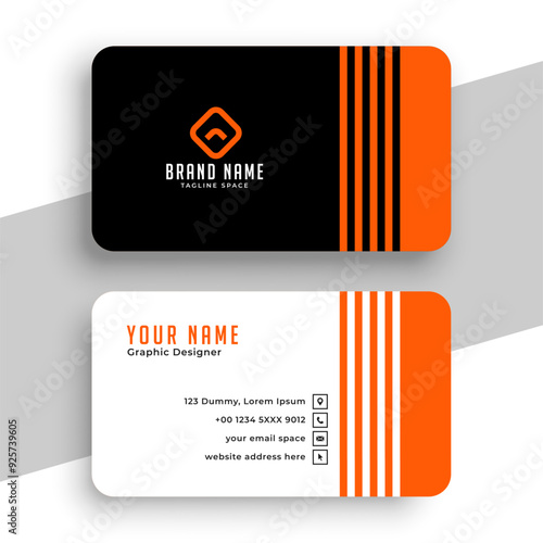 Corporate black and orange elegant business card template
