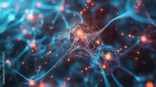 A stunning visualization of neural networks, showcasing interconnected neurons and vibrant lights, representing advanced technology.