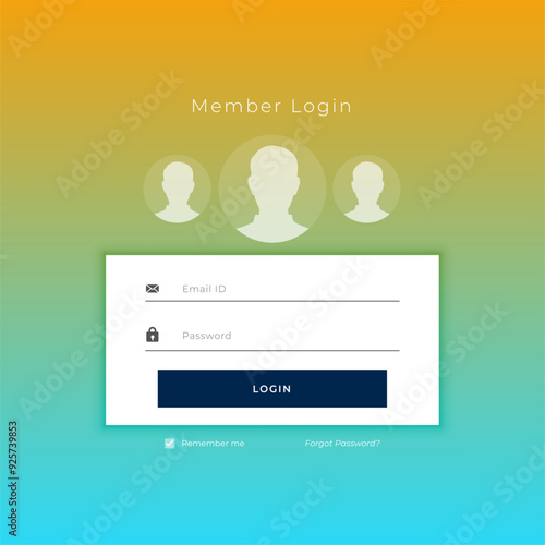 secure login page screen template with username and password design