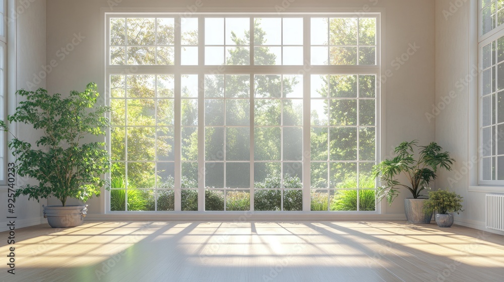 A bright, airy room with large windows that allow natural light to pour in, creating a serene and inviting atmosphere. A bright, airy room with large windows that allow natural light to pour in, creating a serene and inviting atmosphere.
