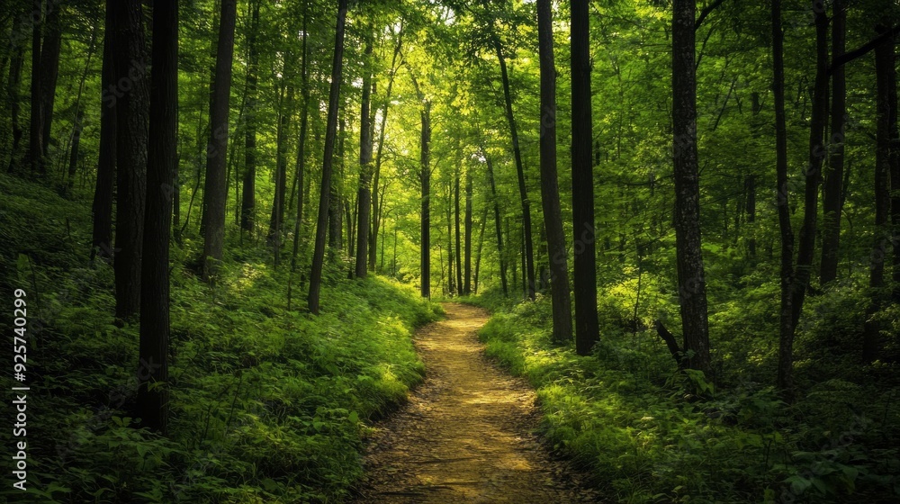 Serene Winding Path Through a Lush Green Forest - Stunning Nature Photography Serene Winding Path Through a Lush Green Forest - Stunning Nature Photography